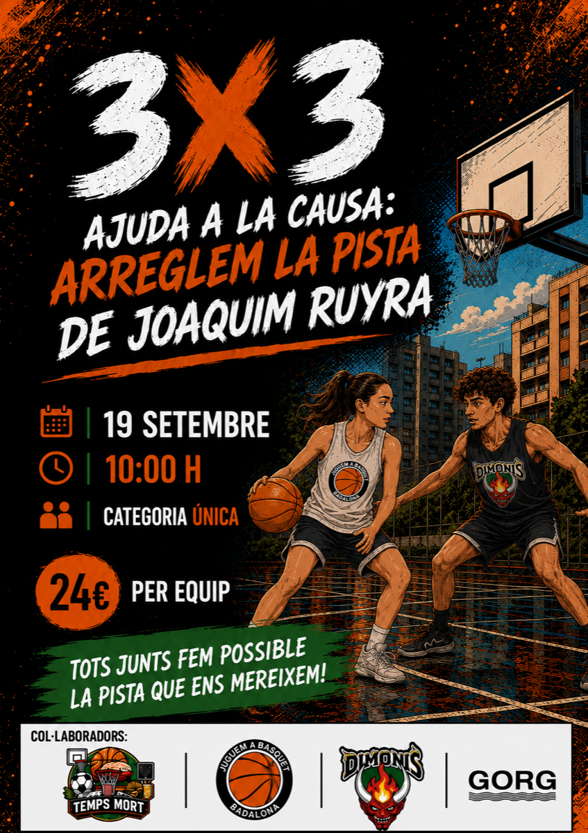 Cartell Torneig 3x3 Badalona 19 setembre 2026