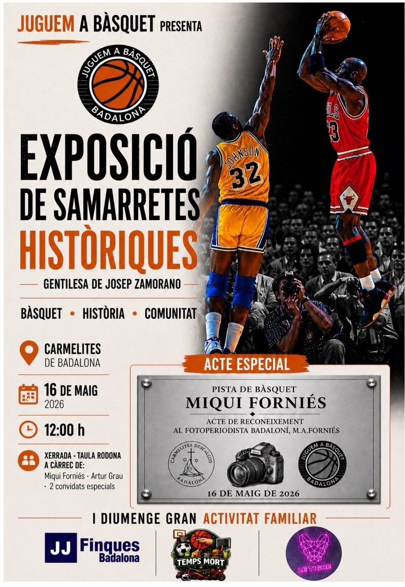 Cartell exposició samarretes històriques i acte Miqui Forniés